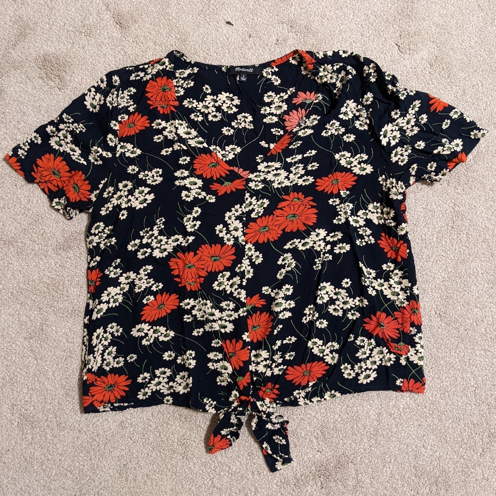 Madewell Tie Front Shirt in Hillside Daisies